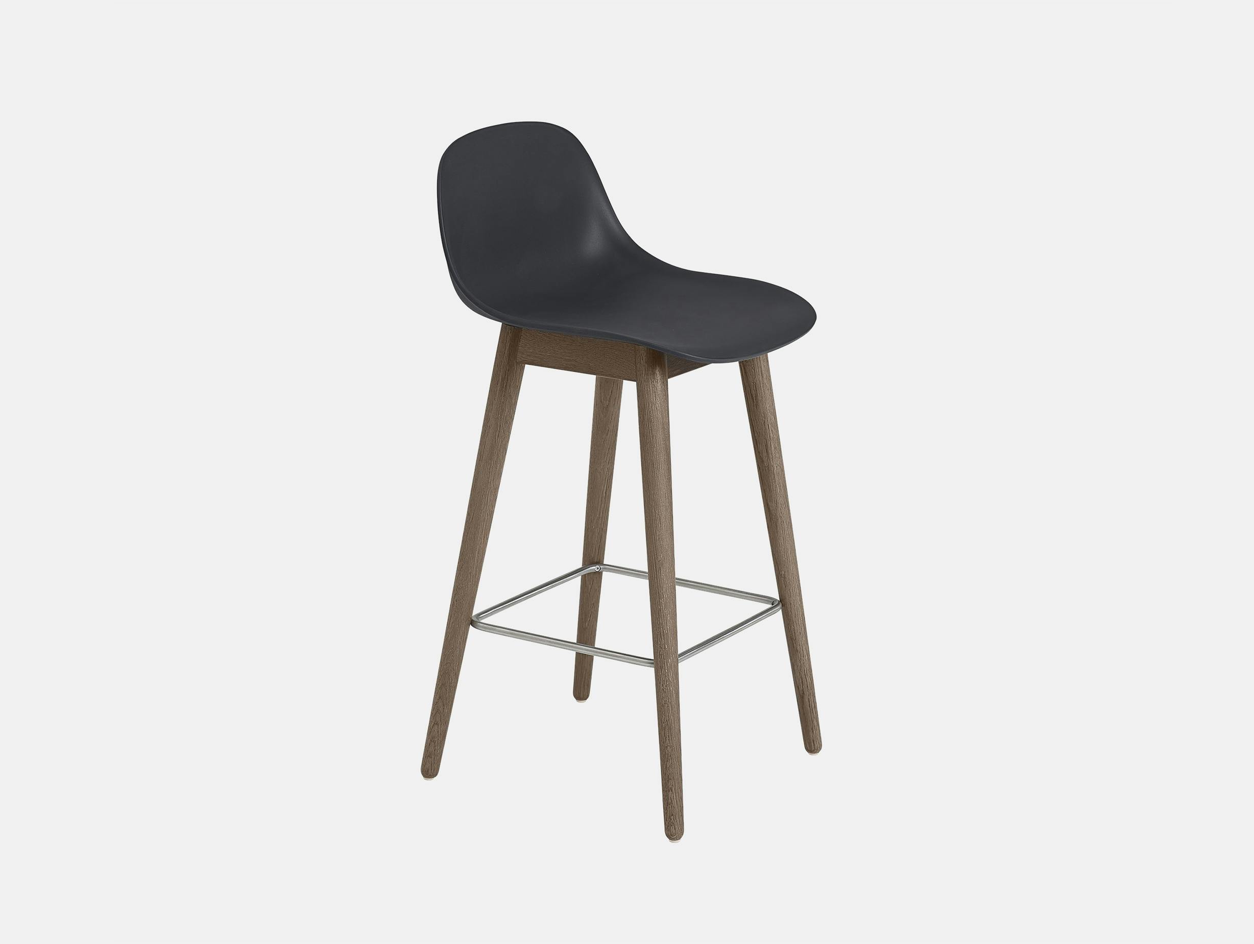 Muuto fiber wood bar stool dark stained brown black backrest