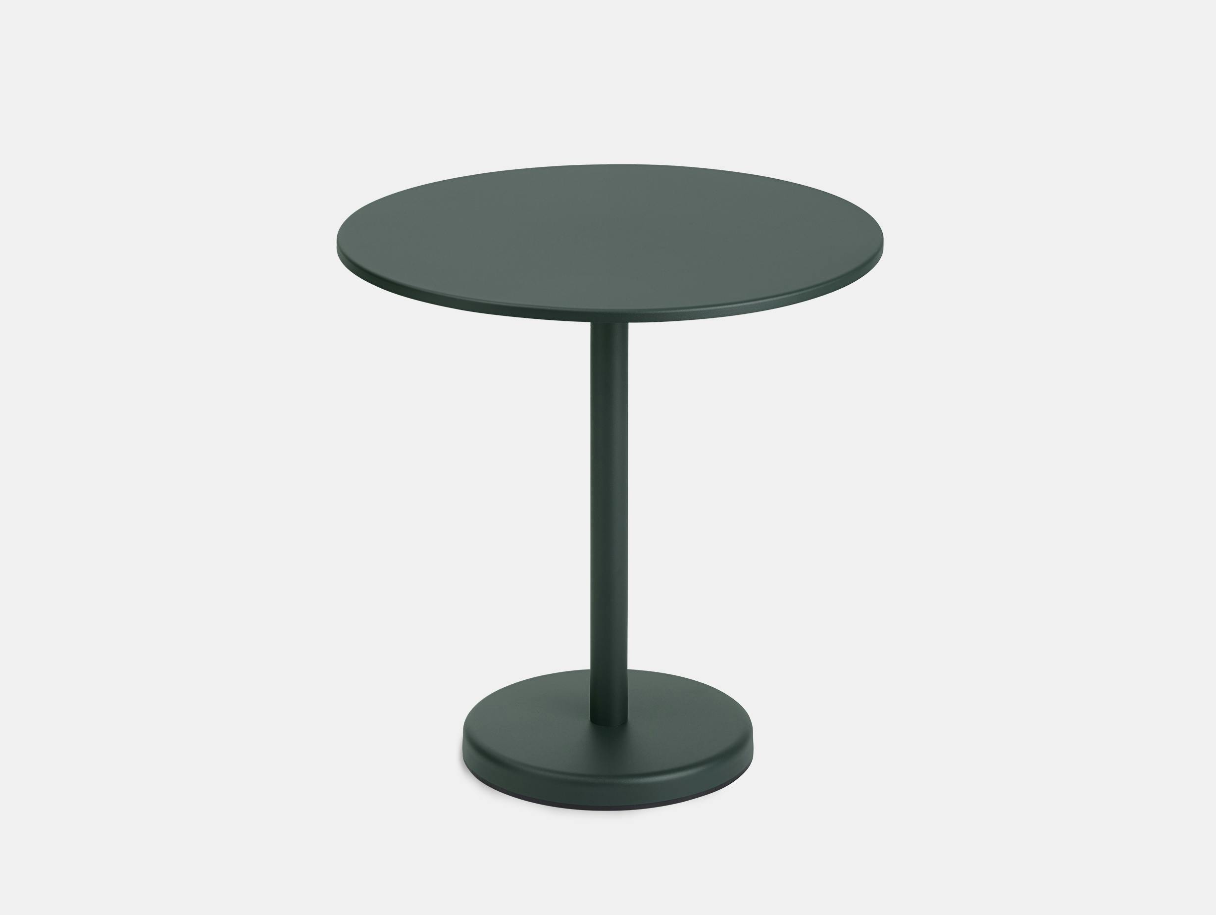 Muuto linear steel round cafe table dark green
