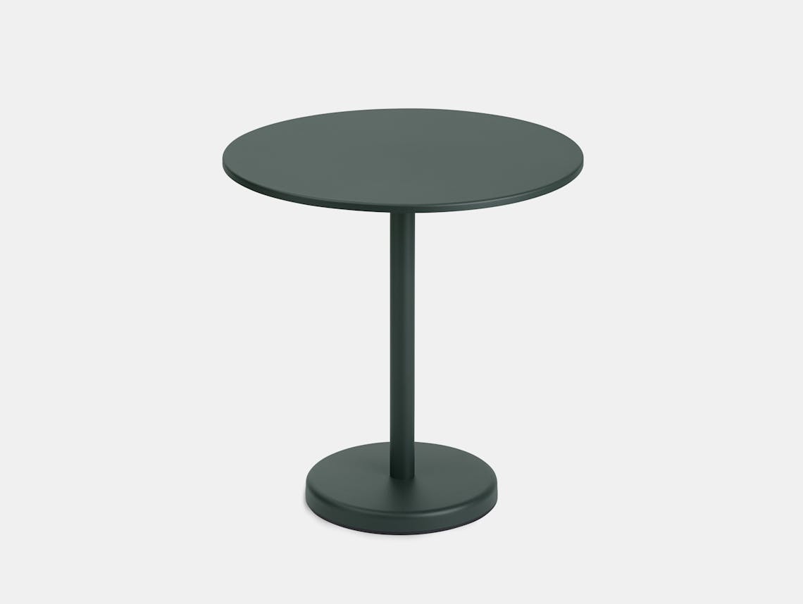Muuto linear steel round cafe table dark green