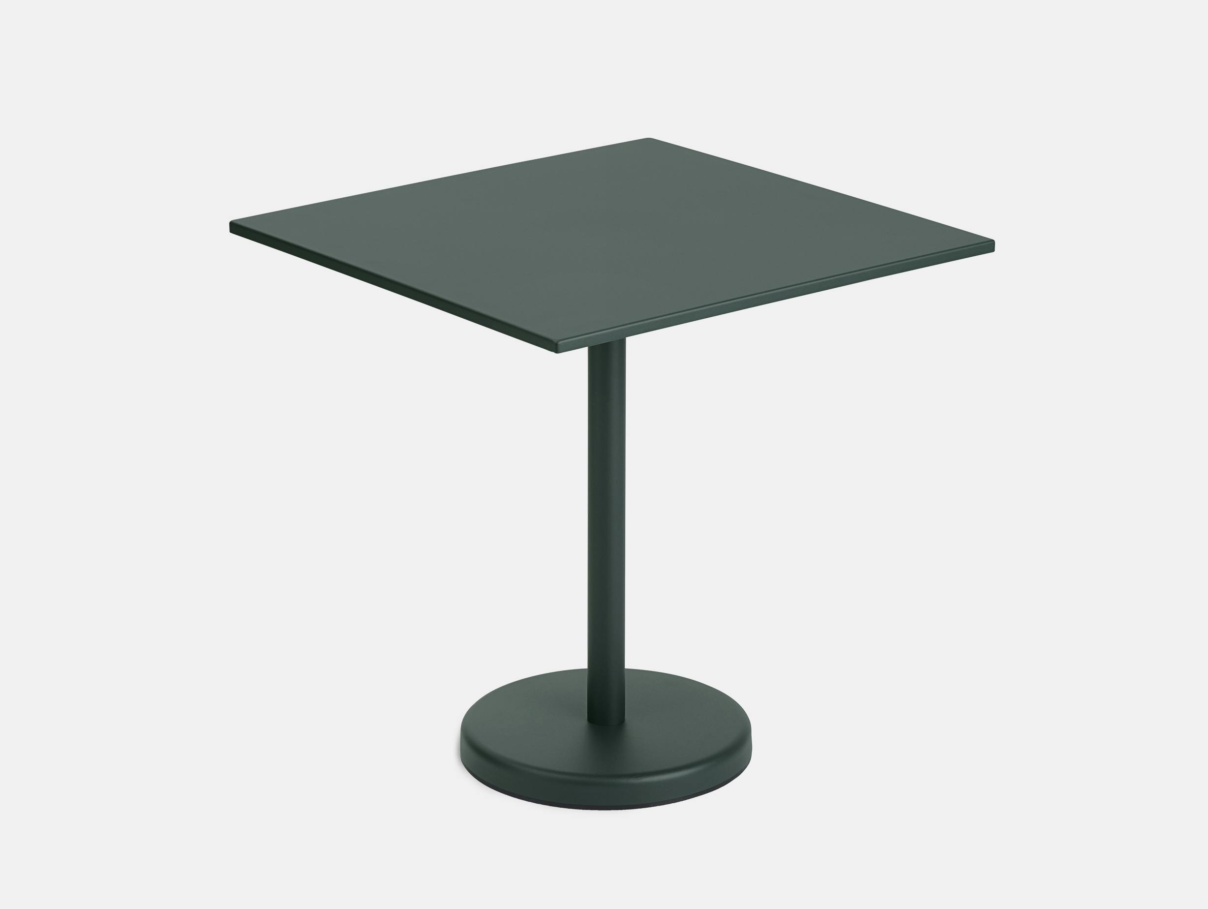 Muuto linear steel square cafe table dark green