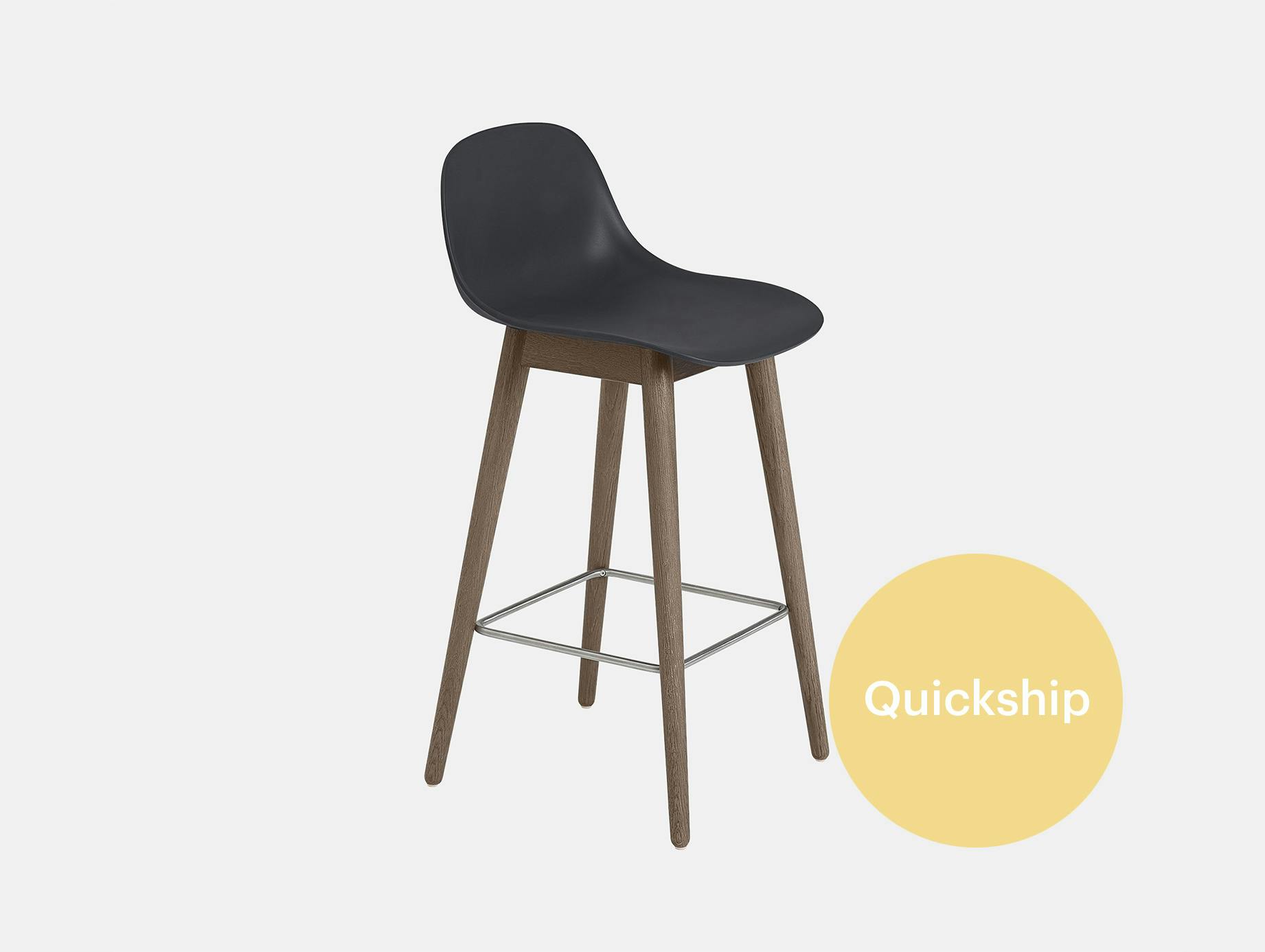 Qs muuto fiber wood bar stool dark stained brown black backrest