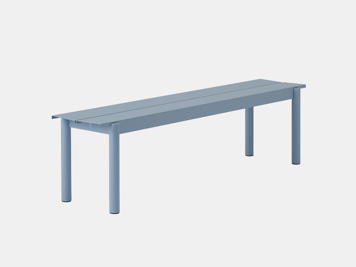Muuto thomas bentzen linear steel bench outdoor 170 pale blue