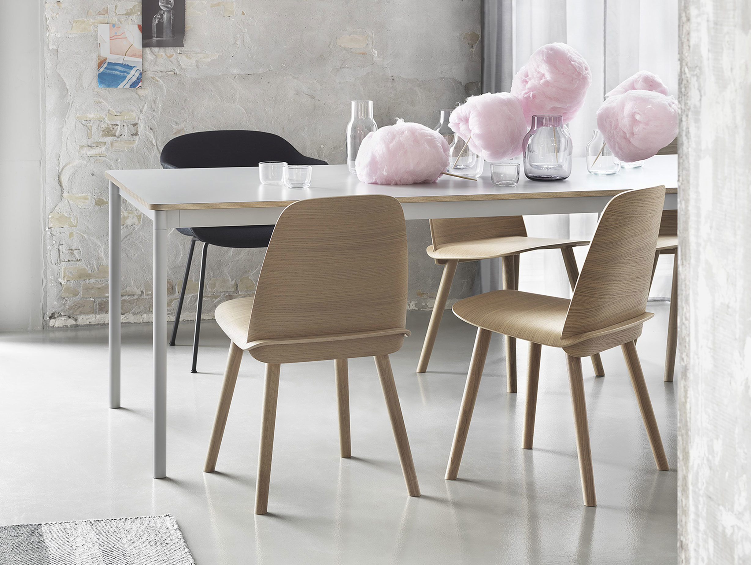 Muuto Base Table Under The Bell Nerd Chair