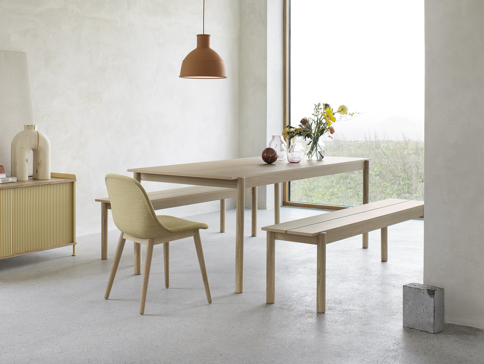 Muuto linear bench table wood