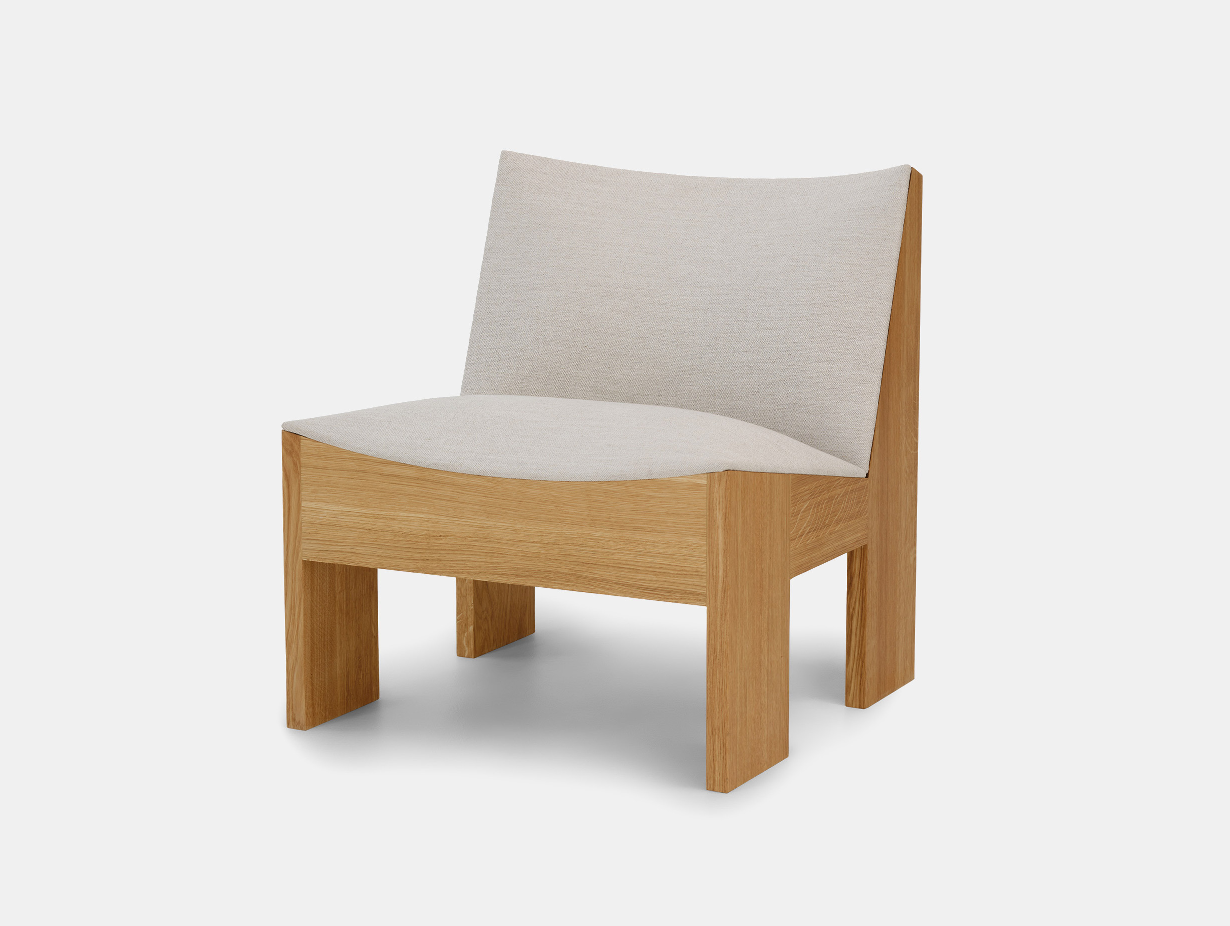 New works omayra maymo tenon lounge chair natural oak romo ruskin quill upholstery