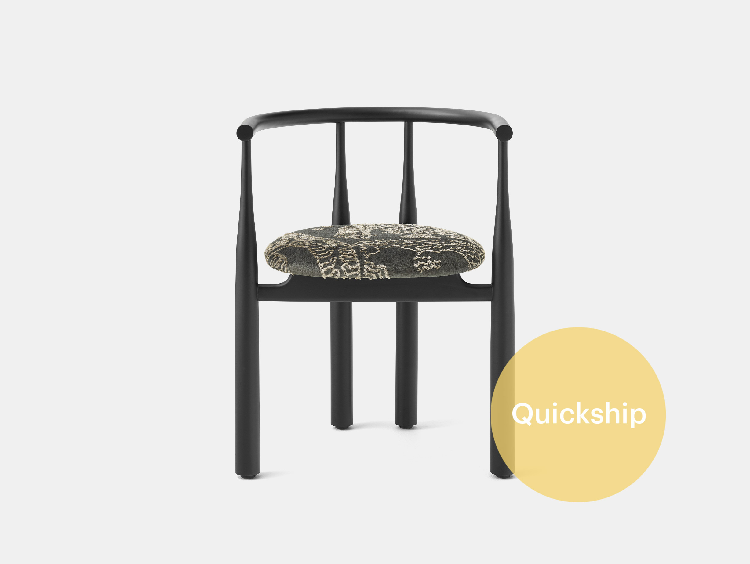 Quickship new works steven bukowski bukowski chair upholstered black dedar tiger mountain 003