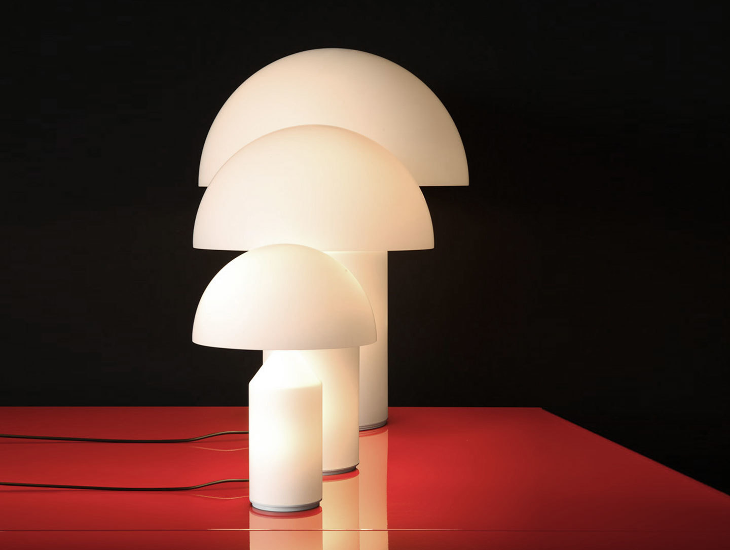 Oluce Atollo Metal Table Lamps Glass 3 Sizes Vico Magistretti