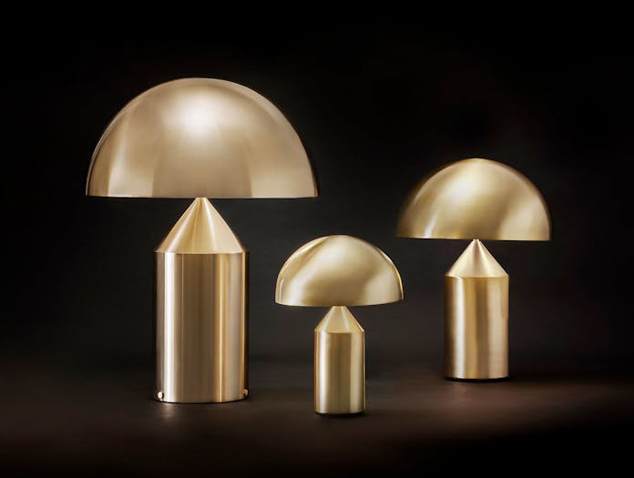 Oluce Atollo Metal Table Lamps Gold Vico Magistretti