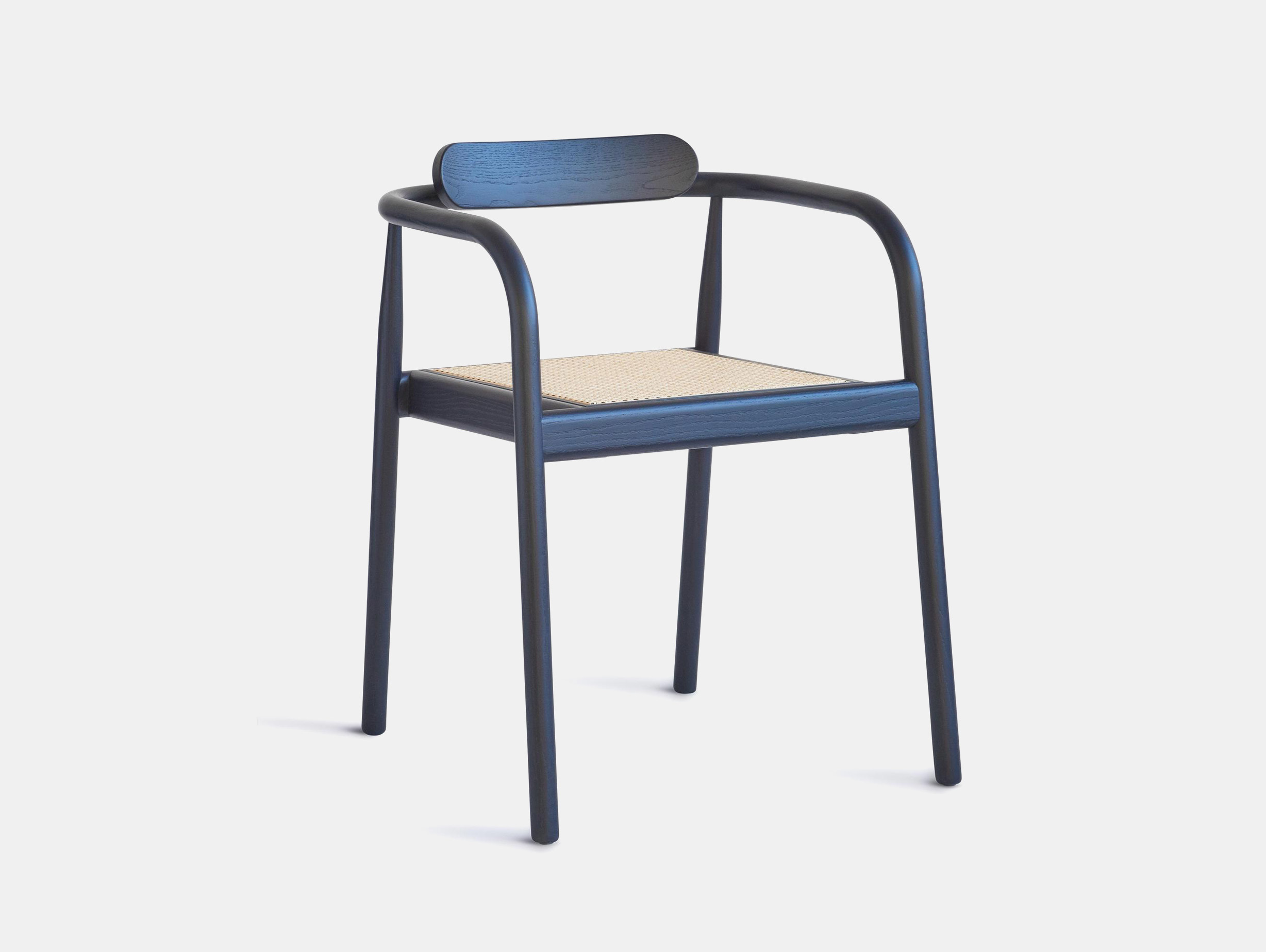 Please wait to be seated ahm chair navy stained ash rattan seat