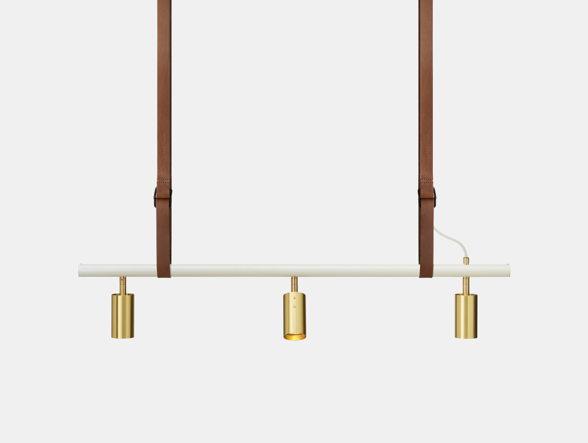 Rubn Long John 3 Pendant Light Brn Whi Brs Niclas Hoflin