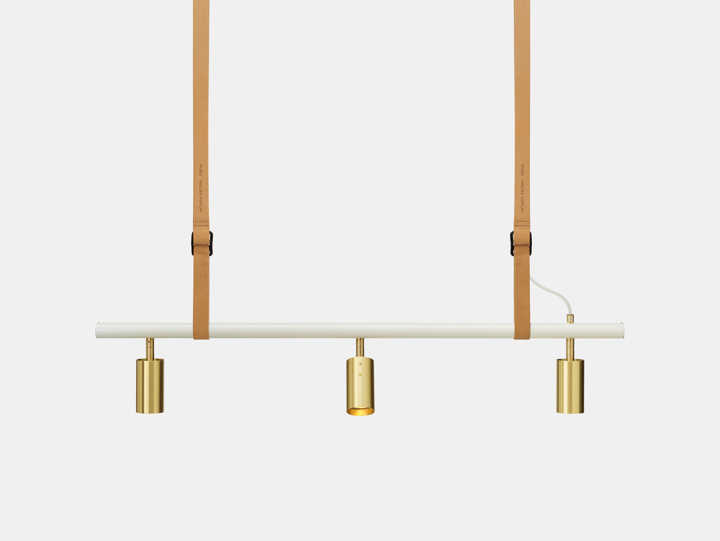 Rubn Long John 3 Pendant Light Nat Whi Brs Niclas Hoflin