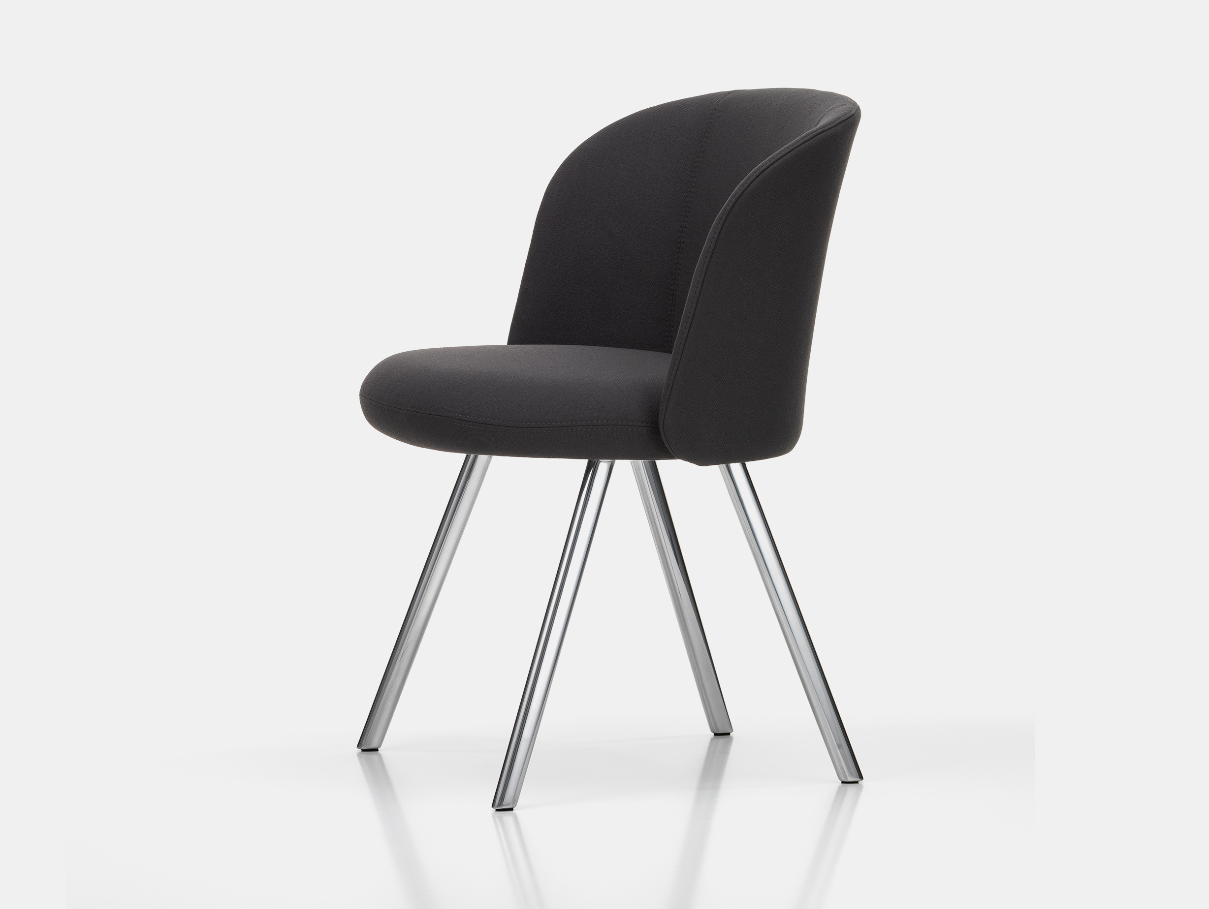 Vitra Barber Osgerby Mikado Side Chair Polished Aluminium Plano Dark Grey