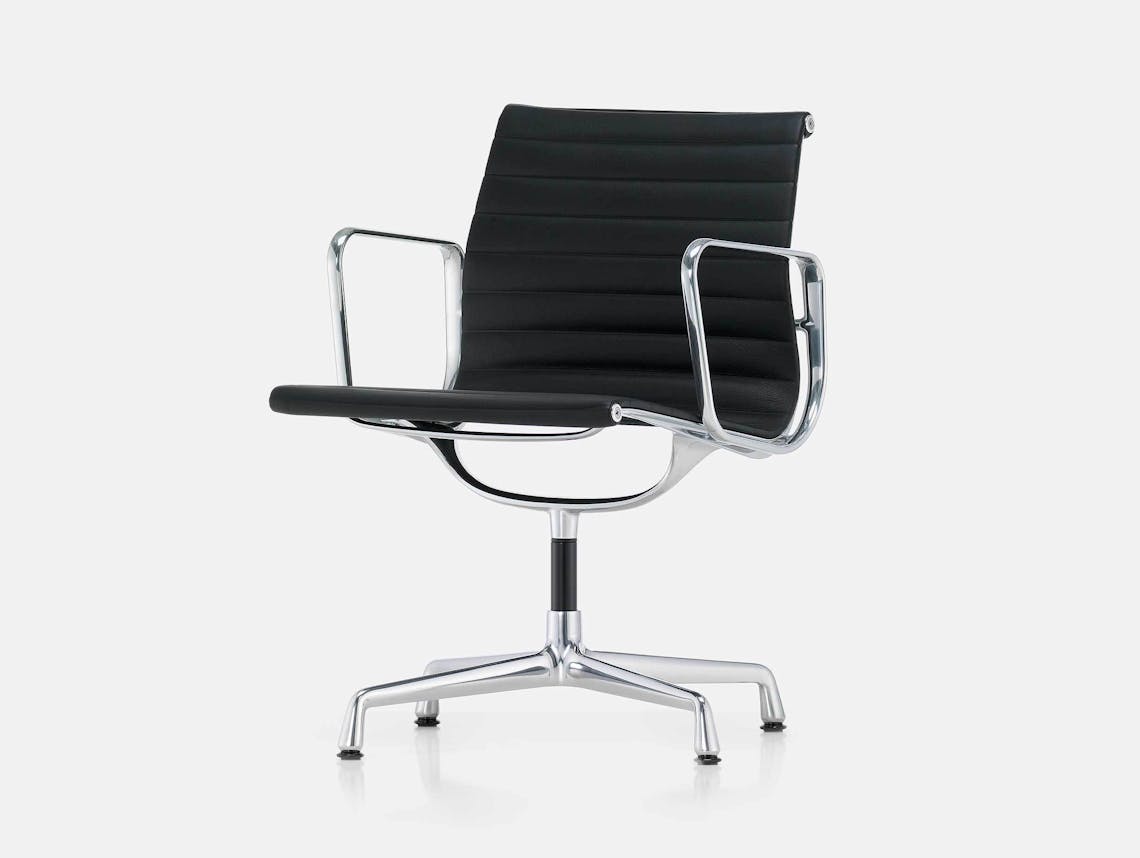 Vitra EA 108 Eames Aluminium Group Chair Blk Leather ALU