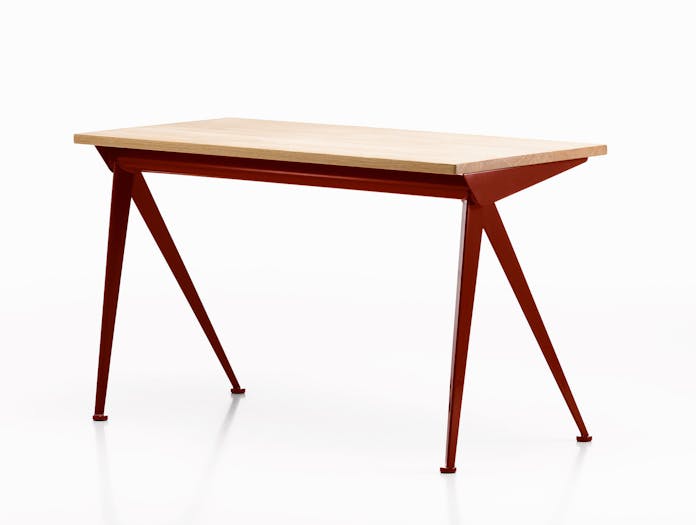 Vitra Compas Direction Desk Oiled Oak Japanese Red Jean Prouve