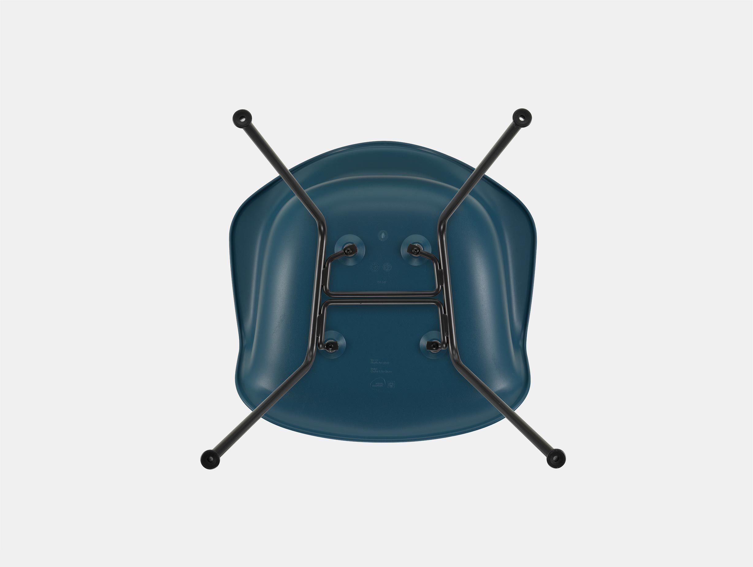 Vitra Eames Plastic Armchair DAX 83 Sea Blue Blk Underside