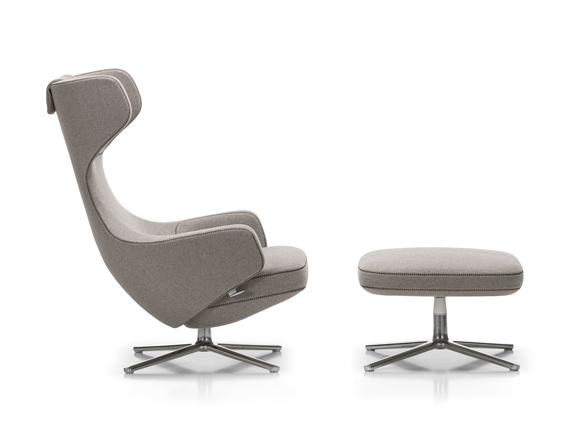 Vitra Grand Repos Lounge Chair Cosy Fossil Ottoman Antonio Citterio