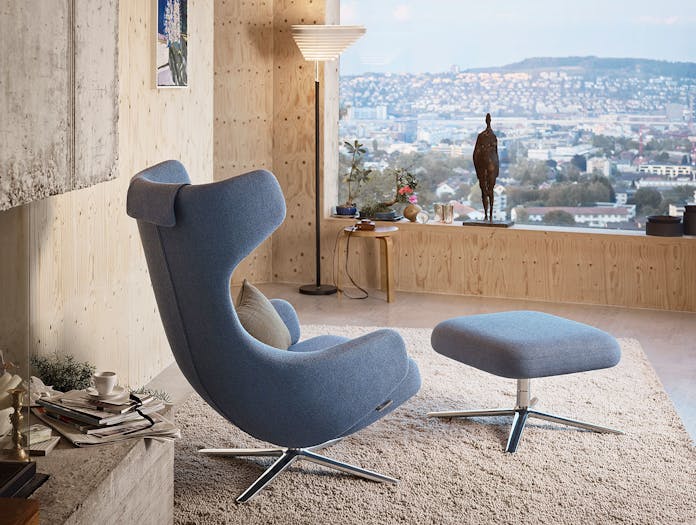 Vitra Grand Repos Lounge Chair Blue Antonio Citterio
